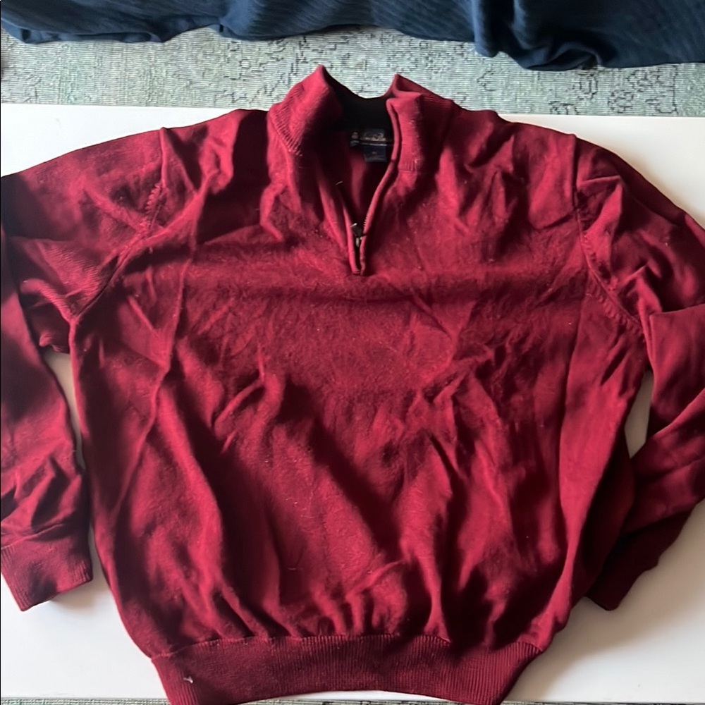 Brooks Brothers Men's Burgundy Zip-Up Sweater